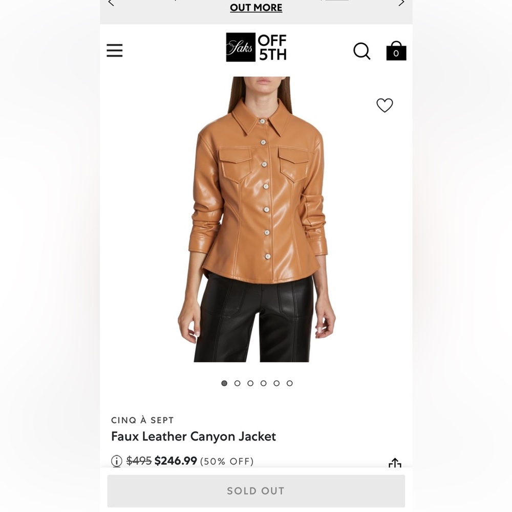 Cinq à Sept Camel Faux Leather Jacket - currently at Saks Off Fifth for $250